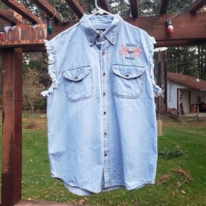 Biker Design - Biker Button-Down Jean Vest - Reno Nevada 2008 - Size L - Cotton